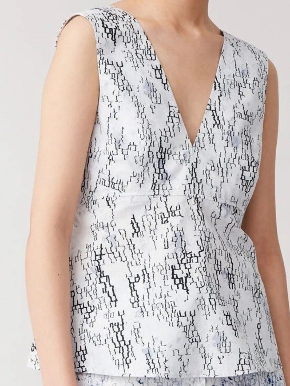 COS NWT Cotton Poplin V Neck Peplum Tank Top size 8
